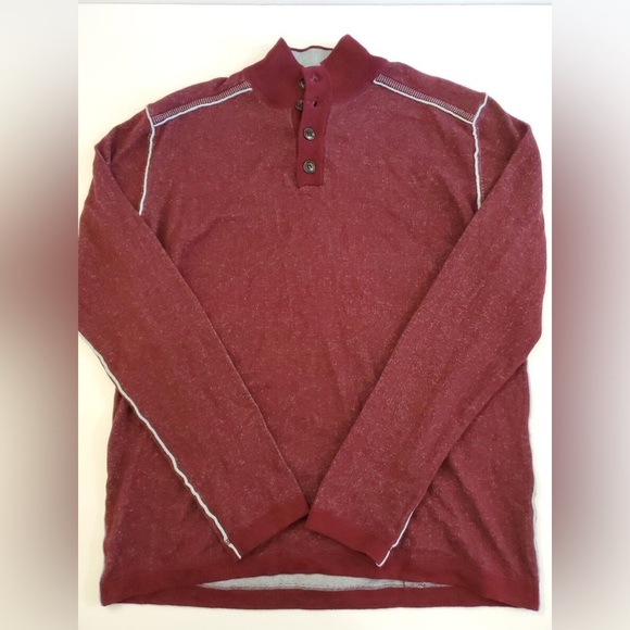 Sundance Highland Stitch Henley Burgundy Long Sleeve Pullover Sweater Size Large - Picture 2 of 5